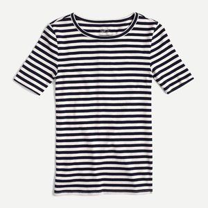 J.Crew Women's Slim Fit Perfect Fit T-Shirt, Navy and White Stripe, Extra Small
